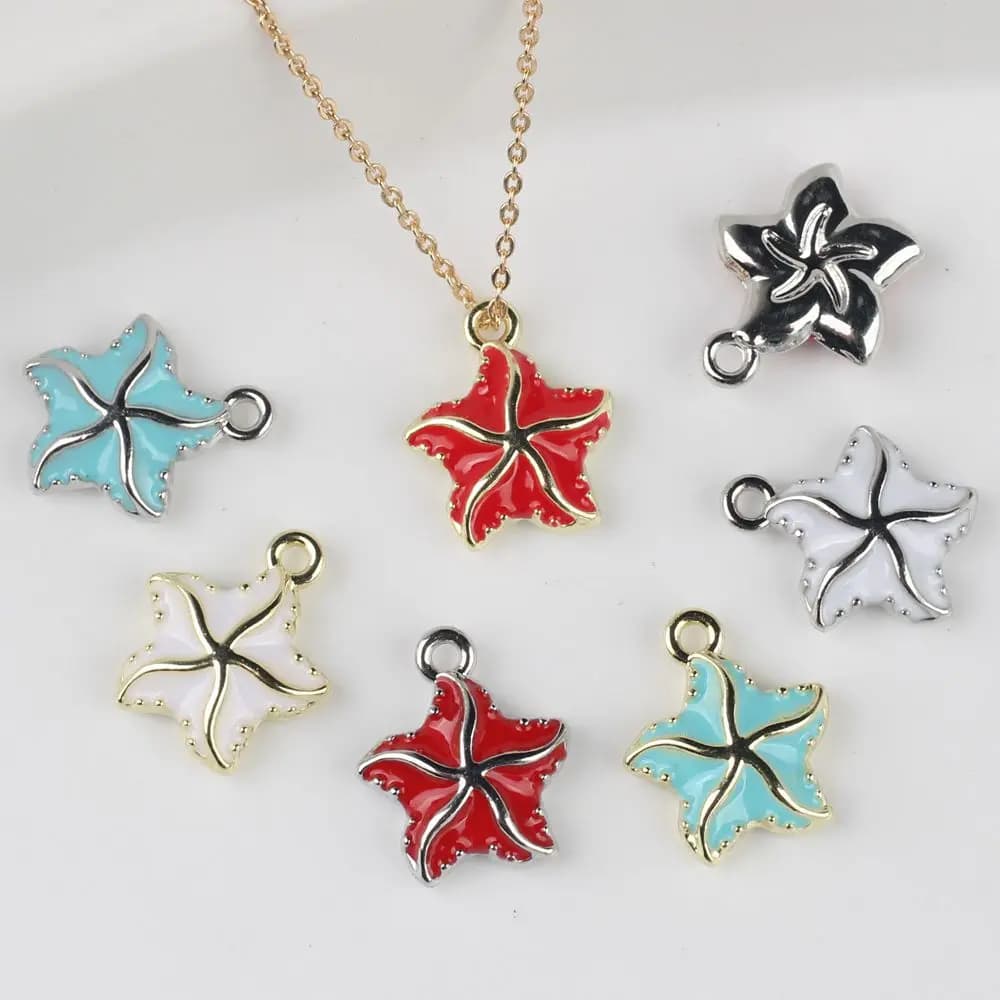 6 pcs/lot 11*13MM In Zinc Alloy Frosted Star Marina Pendant Pendants and Pendants FAI Necklace by The Bracelet Earrings Accessories