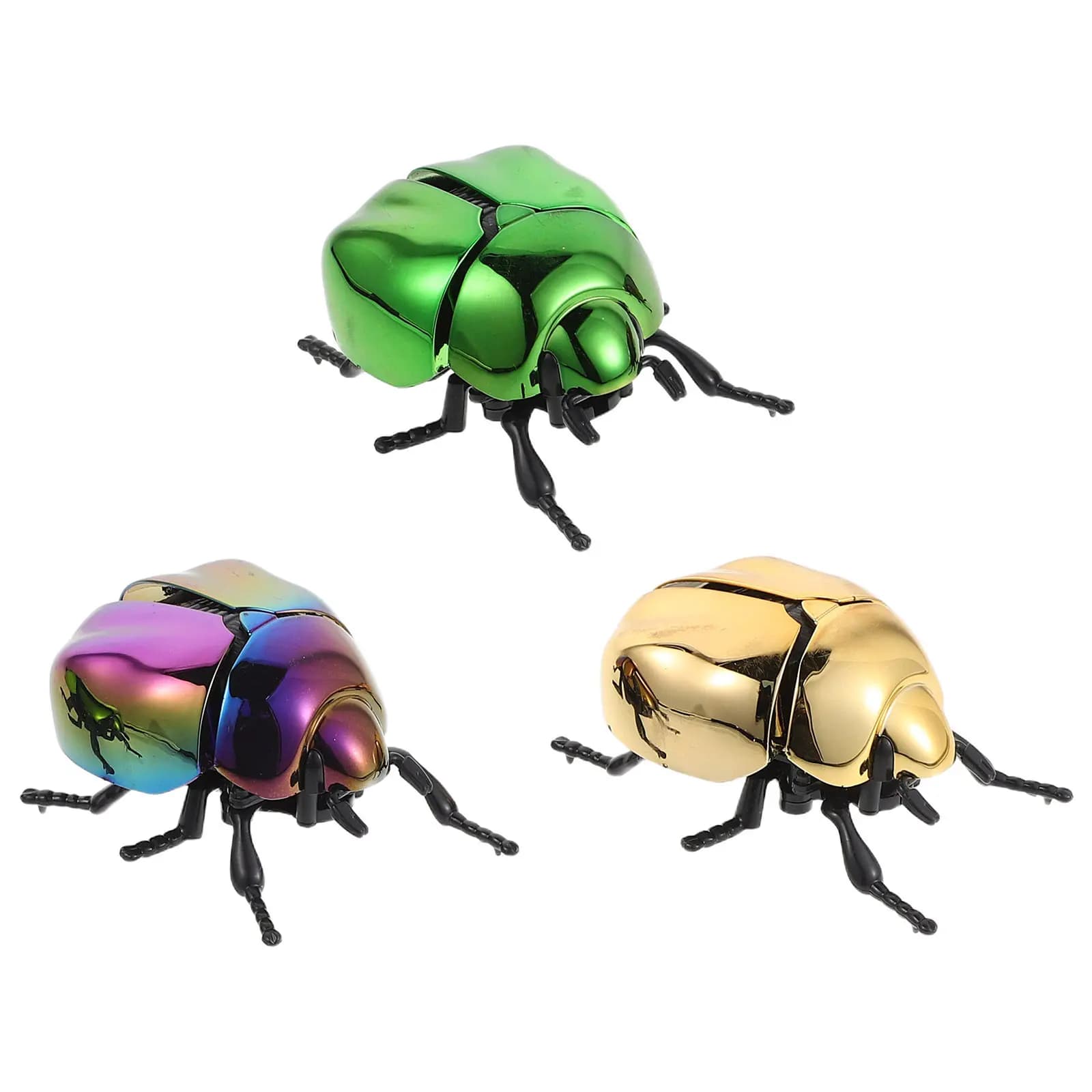 Set di 3 Scarabei Realistici a Carica Manuale, Insetti Simulati con Movimento Interattivo, Figurine Educative per Interni ed Esterni