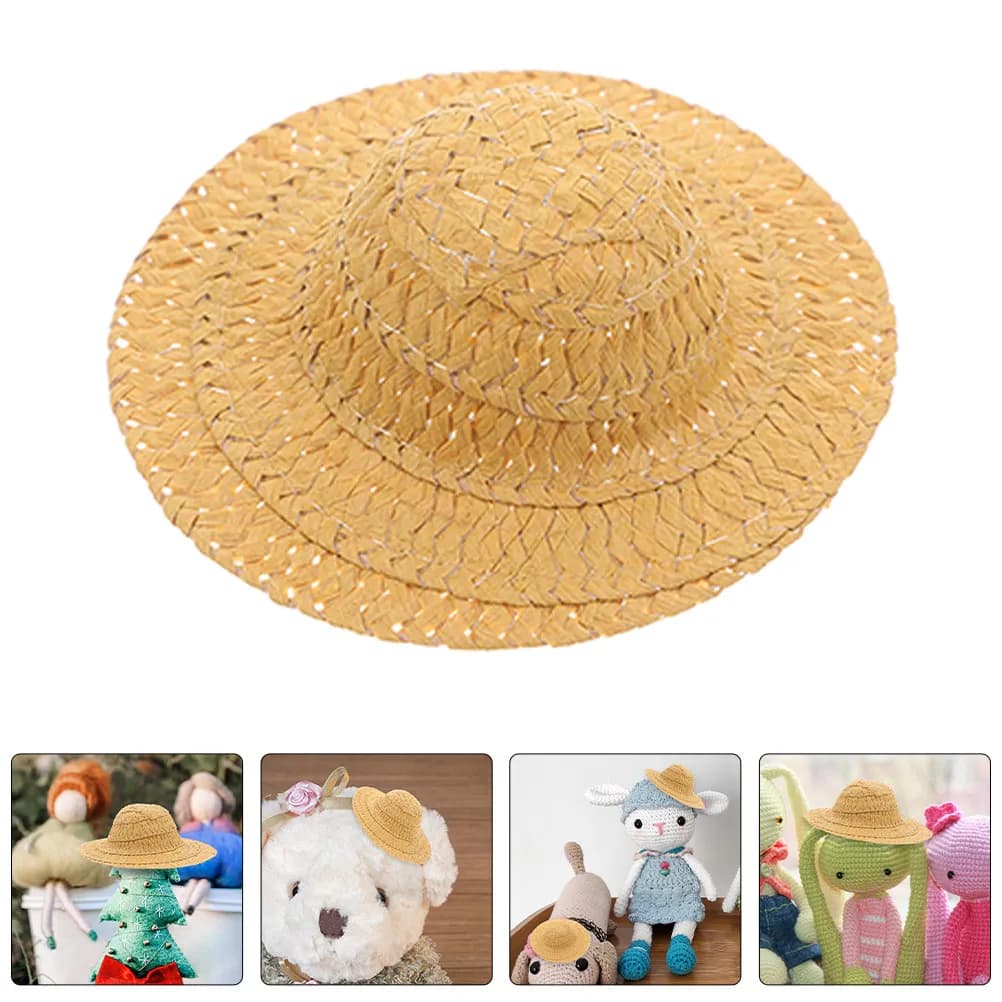 10Pcs Miniature Handwoven Straw Hats for DIY Crafts Small Tiny Caps Dollhouse Accessories Photography Props Craft Hats