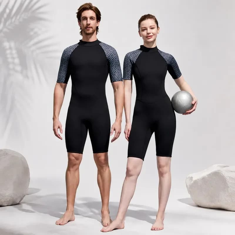For DIVE SAIL 2MM One Piece Thickened Wetsuit Short Sleeve Cold Water Surf Snorkeling Swimsuit Shorts