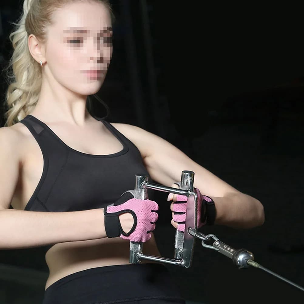 Guanti da allenamento mezze dita traspiranti con palmo in silicone antiscivolo rosa taglia S da fitness da donna per esercizi di palestra di sollevamento pesi