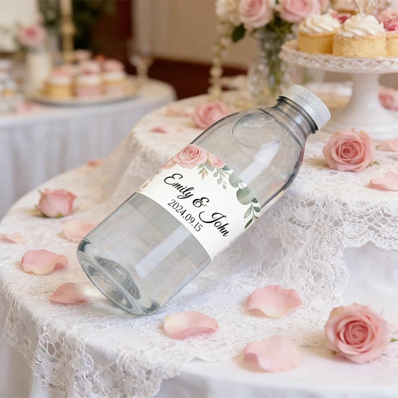 24pcs Custom Watercolor Floral Water Bottle Labels Personalized Text Name Date Wedding Stickers for Bridal Shower Party Decor