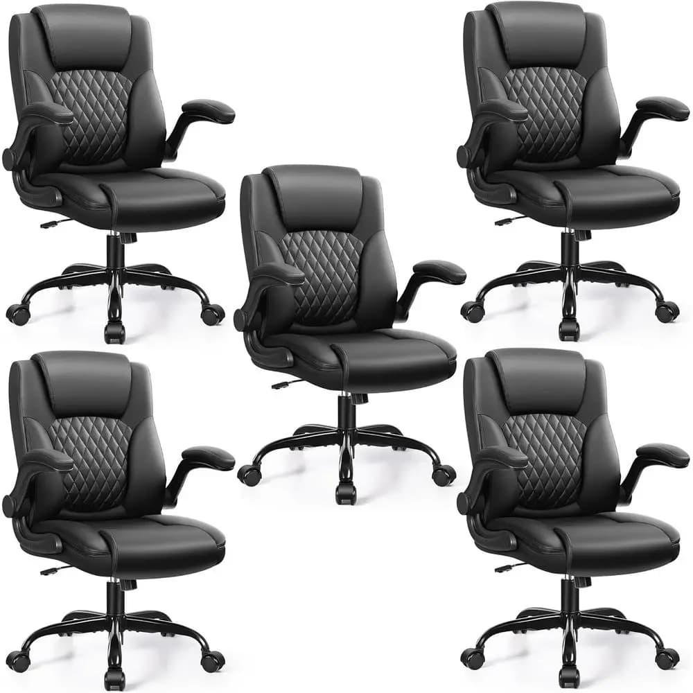 Sedia da scrivania ergonomica in PU con braccioli girevoli e regolabili e base con ruote per l'home office e i giochi