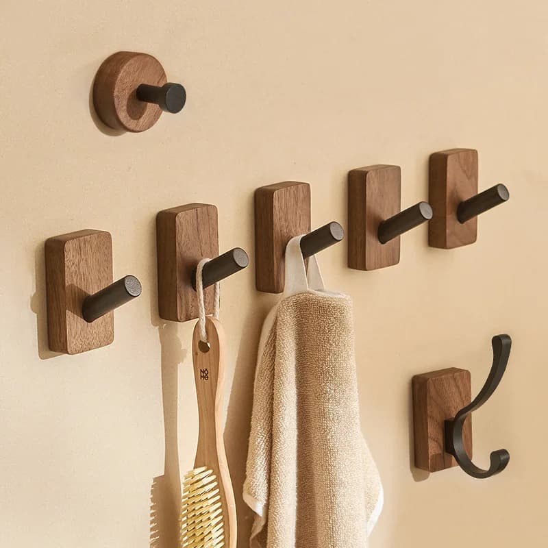 New wooden hook wall decoration clothes bag towel hook without punching clothes hangers behind the shelf clothes rack Organizer for bath towels