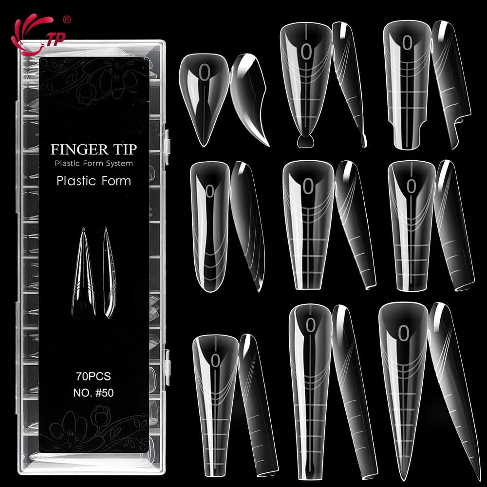 TP Nuovo 70 pz/140 pz Chiaro Del Chiodo Doppia Forma Copertura Completa Sistema di Estensione Del Chiodo Costruzione Rapida Stampi Gel Punta Del Chiodo Falso strumenti per manicure