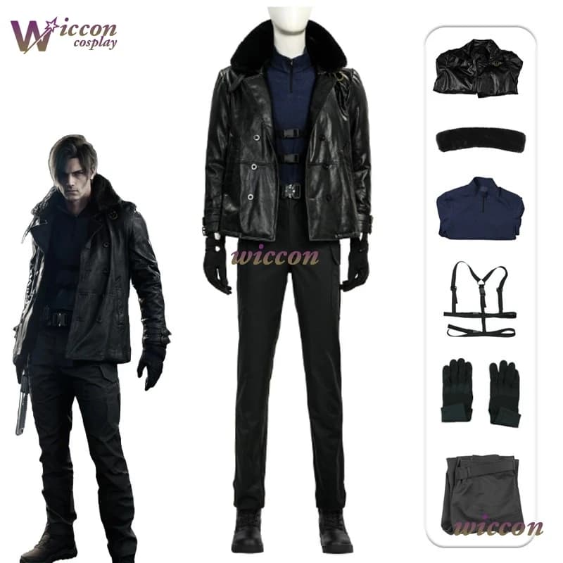 Cosplay Leon·S·Kennedy costume by Resident Evil, PU suit for parties and Halloween