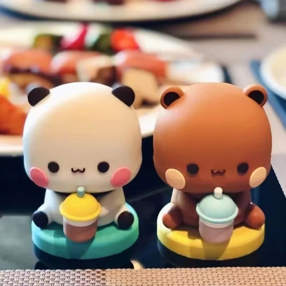 Simpatico orso panda figura regalo da collezione Bubu Dudu animale giocattolo bambola ornamento miniature di cartoni animati Kawaii decorazione della casa