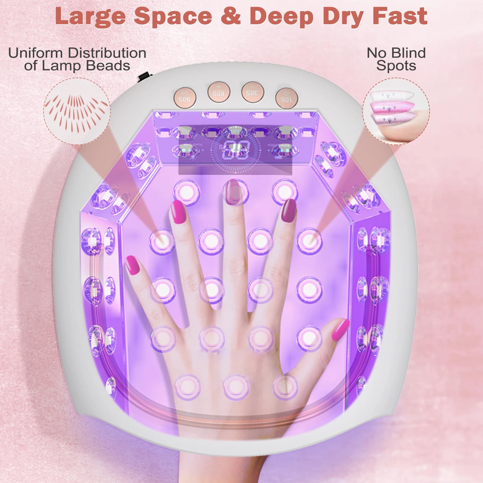 Curing Max Nuovo design Cordless LED UV Lampada per unghie Cura tutto il gel 80W Lampada per smalto gel ricaricabile per essiccatore per unghie in metallo