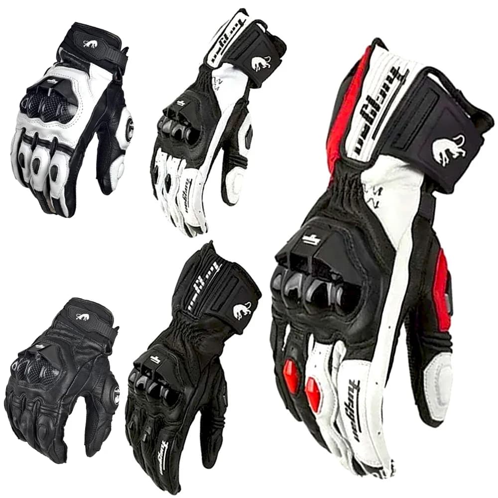 Guanti da moto Guanti da moto in vera pelle da corsa neri Guanti da squadra di equitazione su strada bianchi Estate Inverno Indossabili per Furygan AFS 18