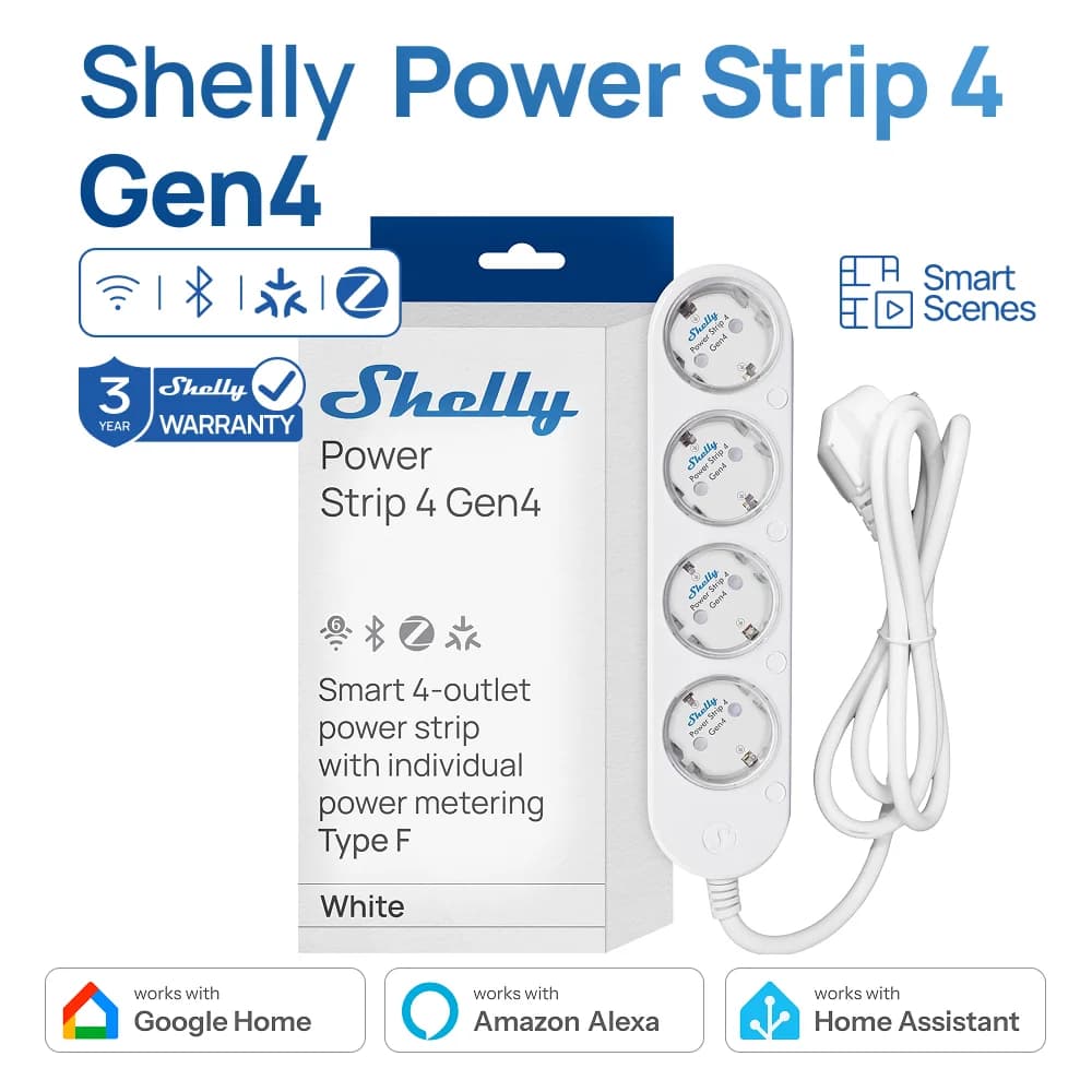 Multipresa Shelly 4 prese intelligenti Gen4 prese Zigbee presa di importazione misurazione dell'alimentazione indipendente Smart Switch Multitap
