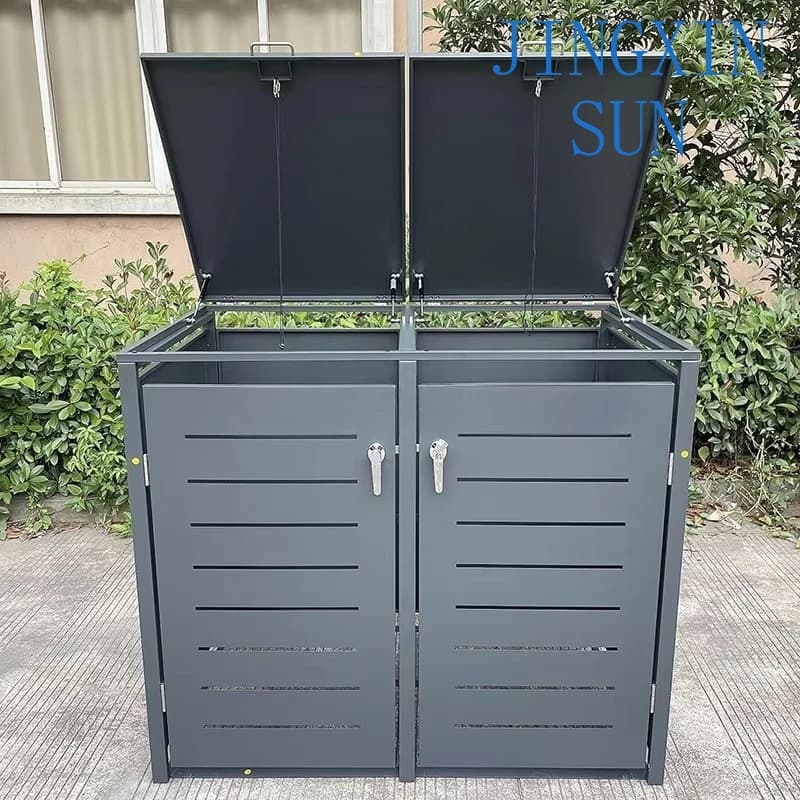 Big Capacity Galvanized Steel Double Outdoor Waste Bin Recycling Trash Can for Street and Patio Outdoor Recycling Bin