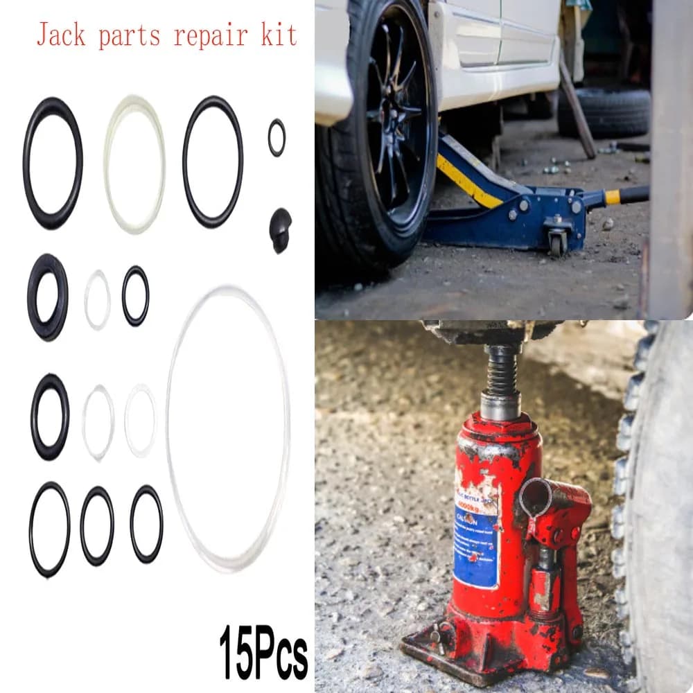 Hydraulic Jack Oil Seal Repair Kit - 15pcs O-Ring & Seal Set with Installation Tool, Durable Butyl Rubber for Auto Repair