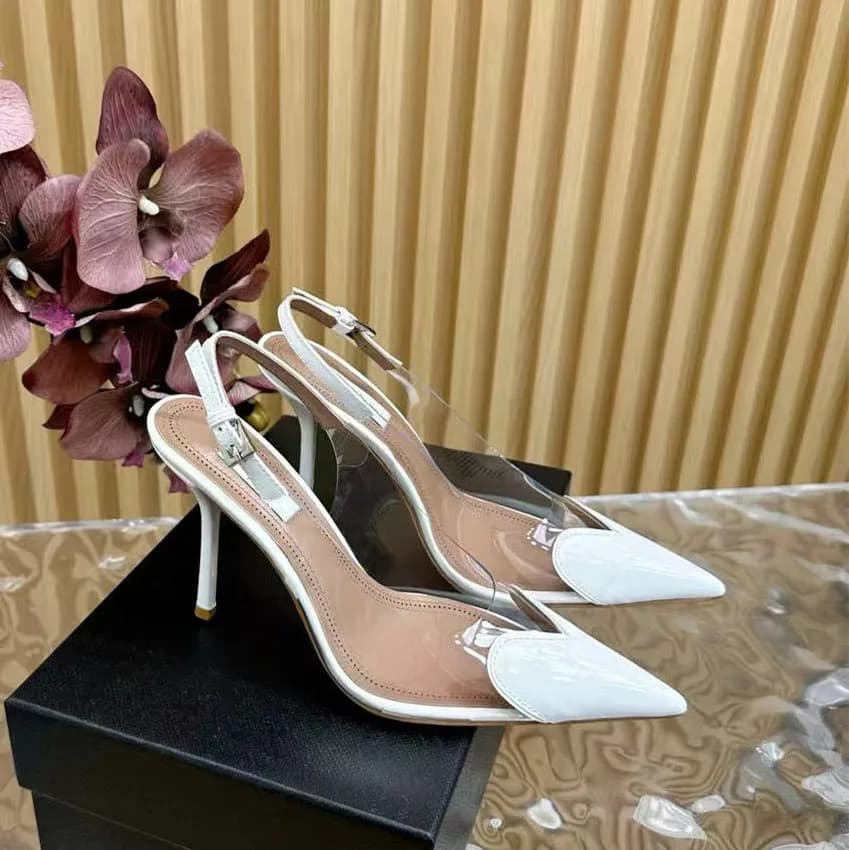 Real leather silver rhinestone high-heeled shoes for women in the summer of 2026, with pointed and thin toe sandals