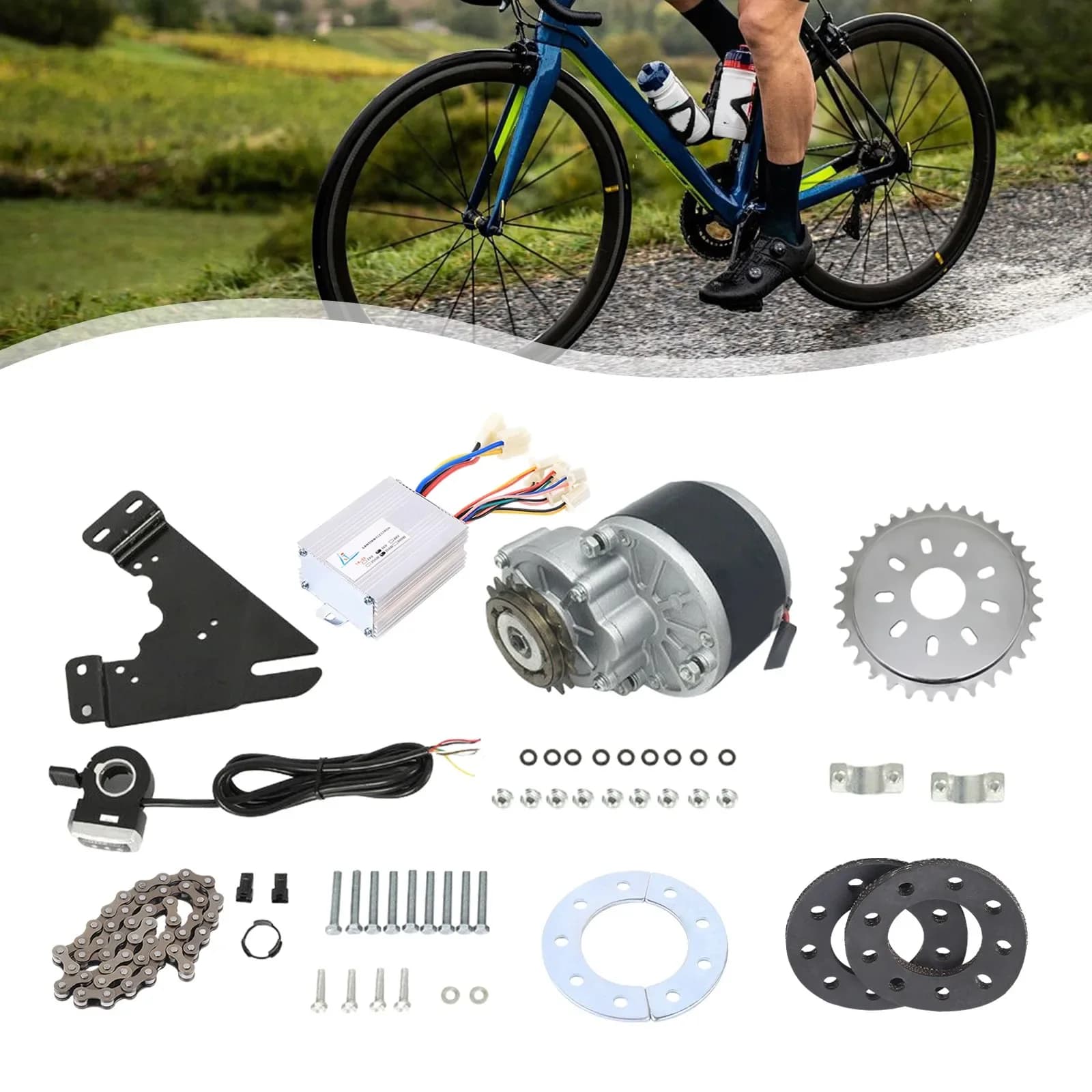 Drive Motor Thumb Kit/Twist Throttle Common Electric Conversion Kit Rear Wheel Motor E-bike Conversion Kit 350W 24V / 36V