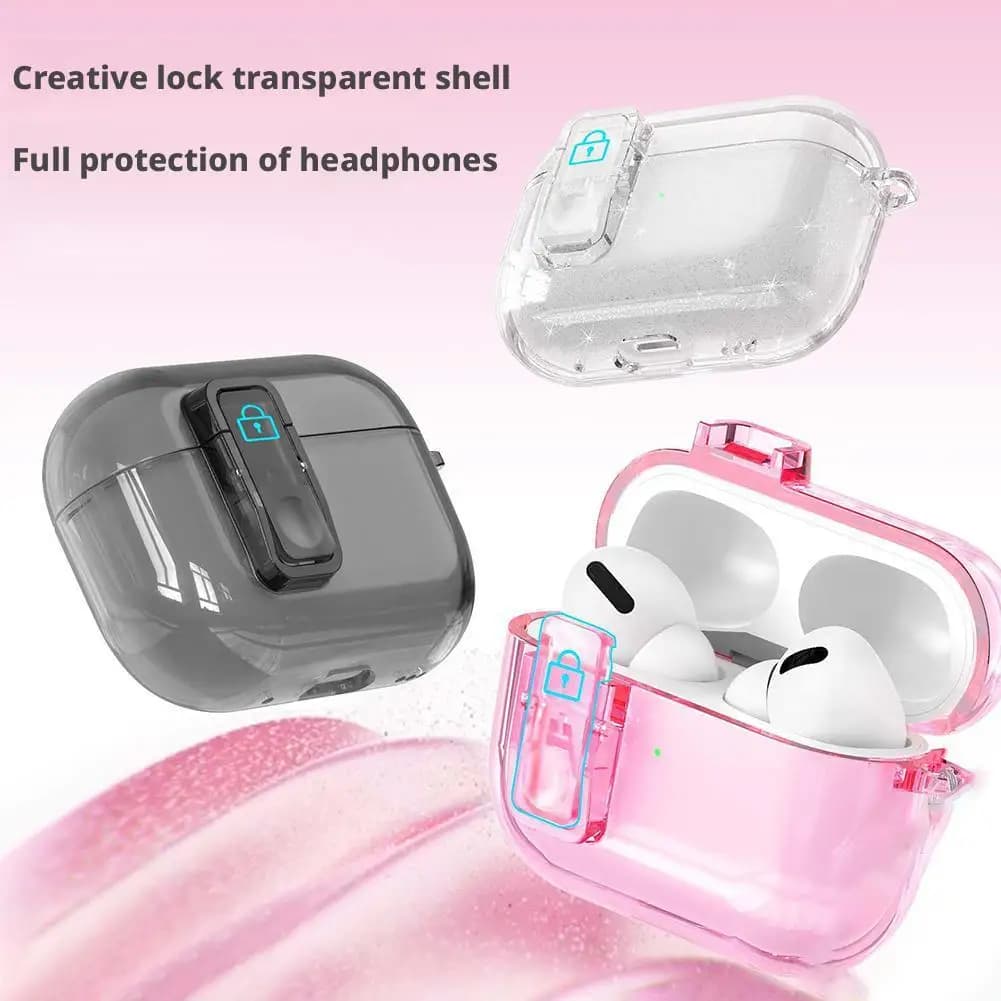 For Apple Airpods Pro3 Transparent Headphones Protective Case With Phone Stand & Secure Lock Earphones Accessories