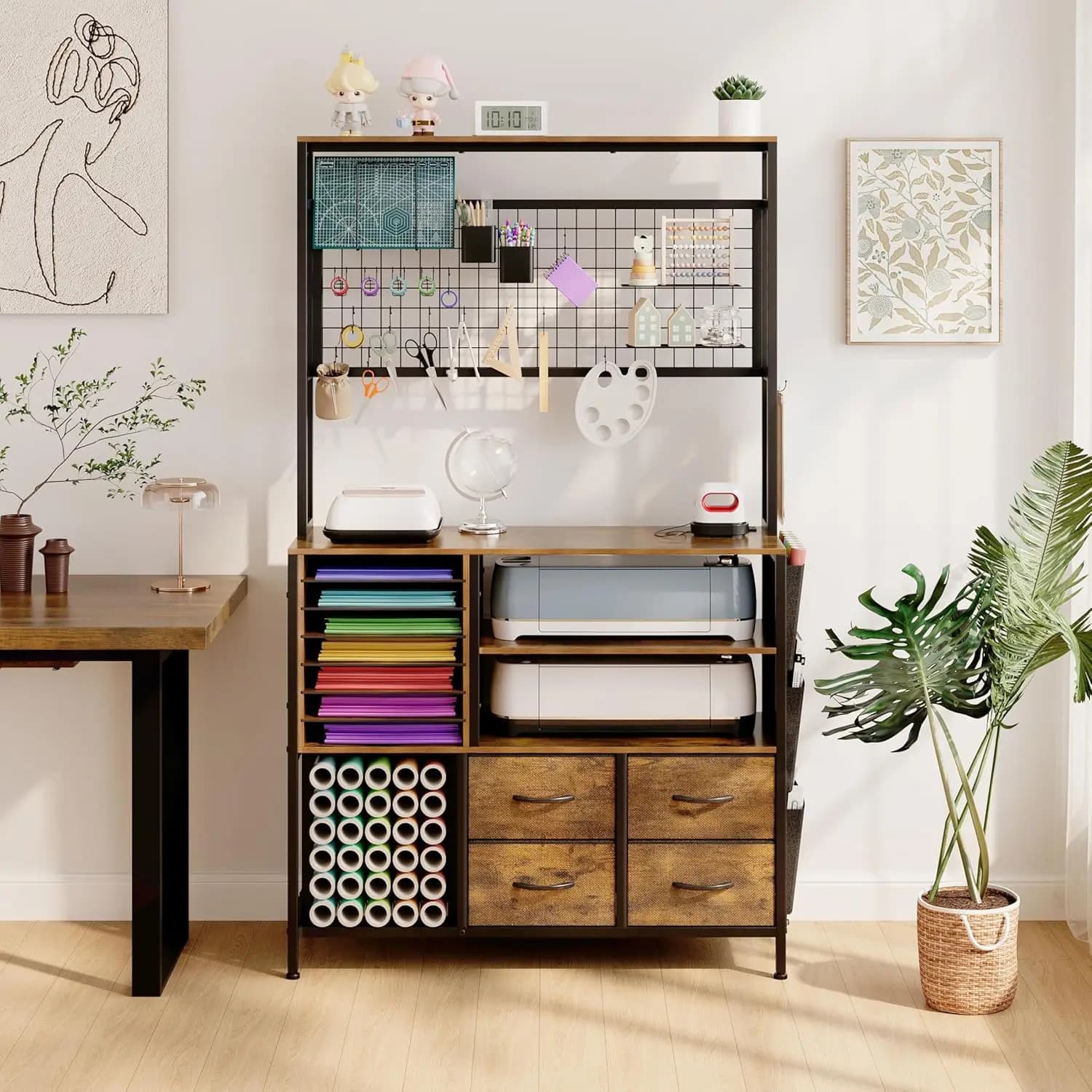 Armadio Organizzatore per Artigianato, Tavolo da Lavoro, Porta Vinile, Organizzatore per Utensili e Accessori