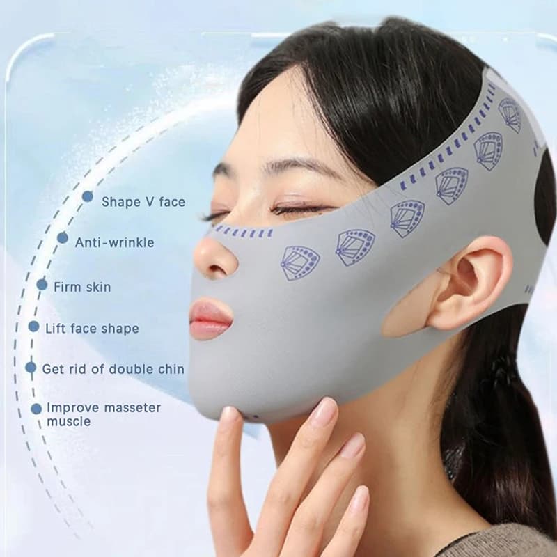 Fascia Modellante Viso a V con Maschera Lifting e Cinghia Antirughe per Sottogola e Guance, Accessorio Notturno per la Cura della Pelle