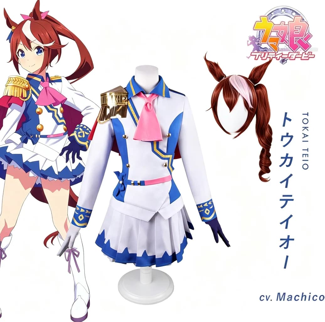 Tokai Teio Anime Pretty Derby Cosplay Costume School Uniform Navy Collar Cute Dress Full Suit for Halloween Party