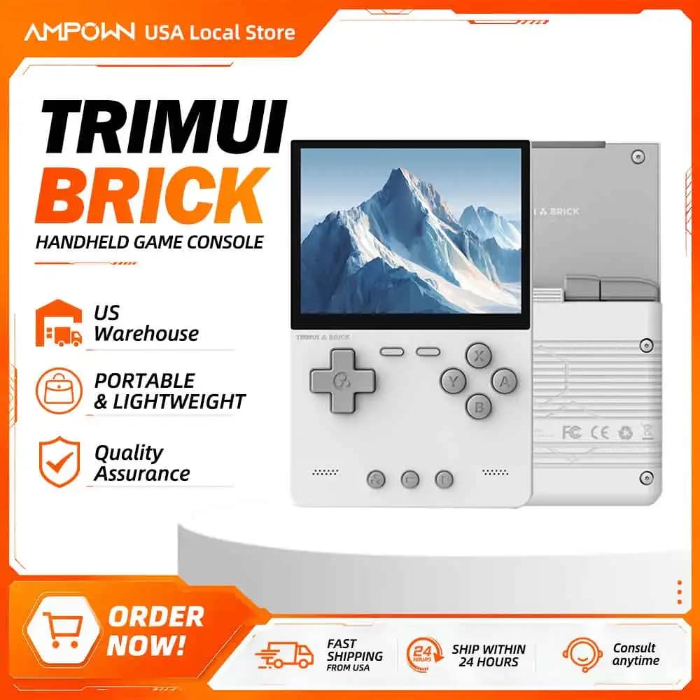 TRIMUI BRICK Portable Game Console 3.2 '' IPS Screen System Linux Trimui UI Metal Back Panel LED Lighting Free Cover Gifts