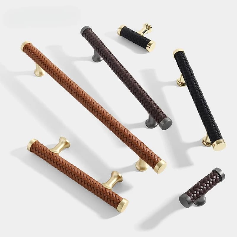 Maniglia per porta dell'armadio in stile pelle di moda Solido foro singolo in lega di zinco oro armadio guardaroba cassetto scarpiera maniglia accessorio