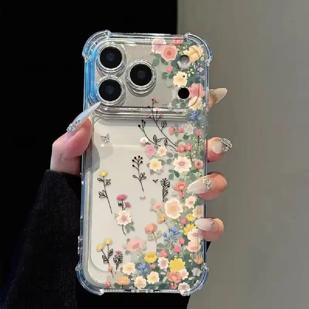 Full Screen Flowers Phone Case For IPhone 18 17 Air 16e 17e 16 15 14 Plus 13 12 Mini 11 Pro Xs Max XR X Clear Silicone Cover Hot