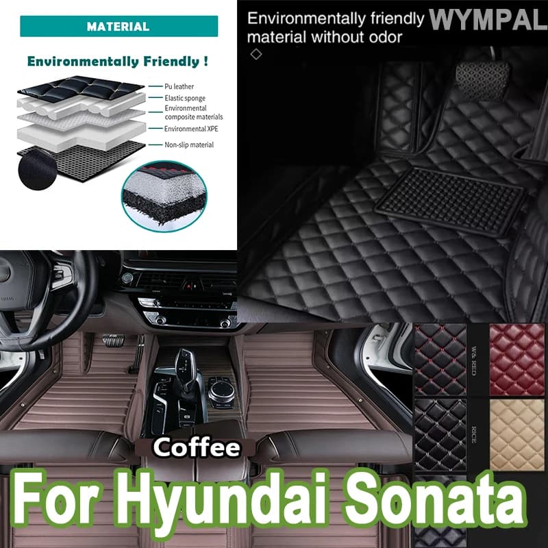 Luxury Car Floor Mats Covers For Hyundai NF Sonata Embera Sonica CNG 2004~2009 Mat Rug Carpet Interior Parts Car pads Leather