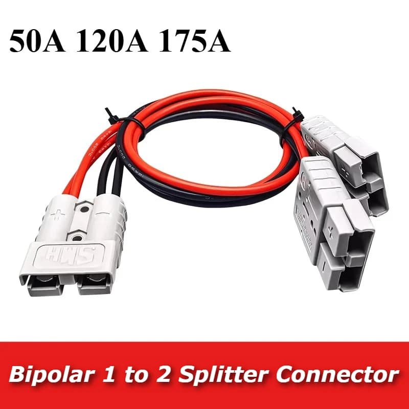 Connettore Splitter 1 a 2 per Cavi Solari 6-12AWG, Cavo di Ricarica 50A 120A 175A con Sgancio Rapido per Carrelli Elevatori