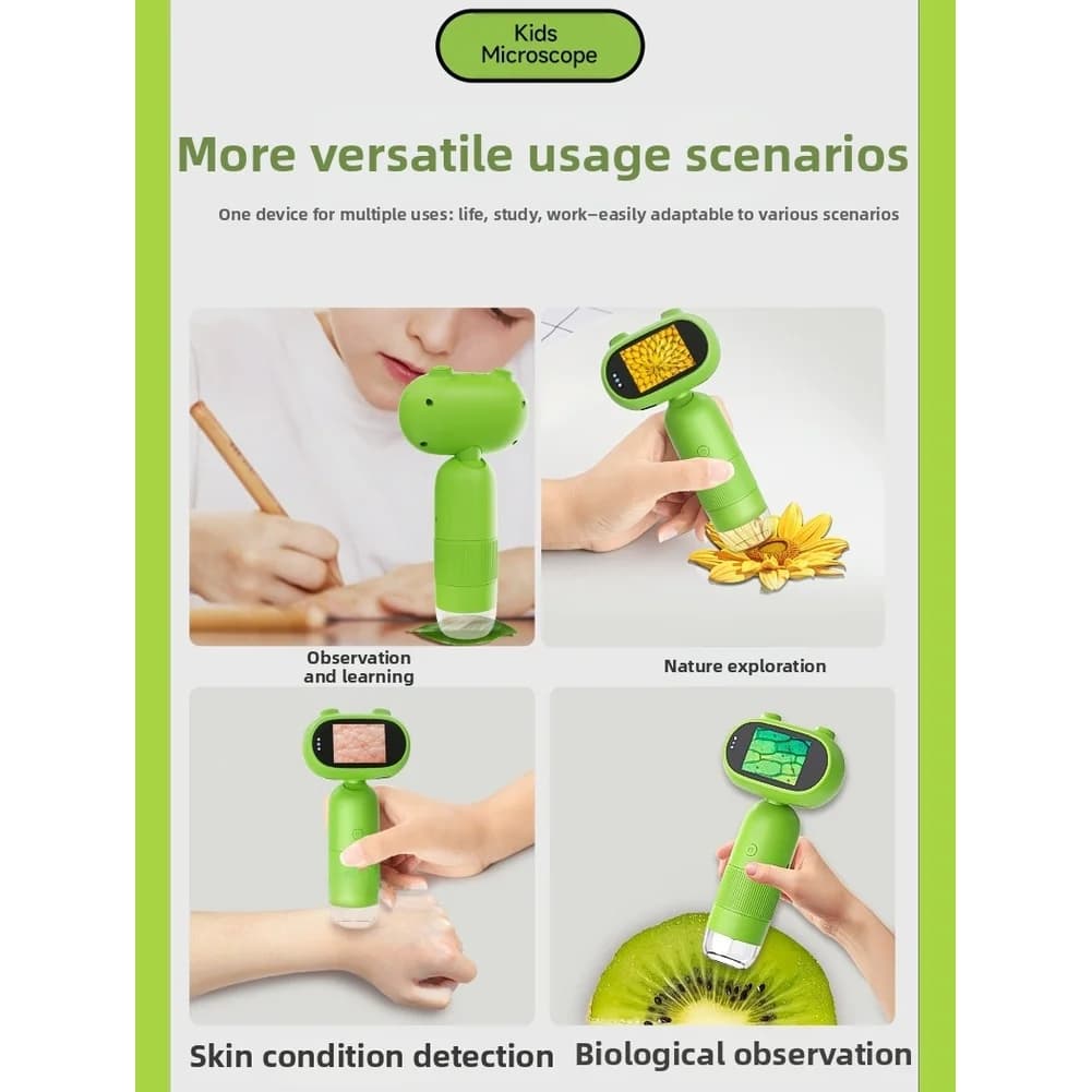 Microscopio digitale per l'educazione scientifica per bambini Display IPS da 2 pollici Interfaccia USB per immagini 1080P e ingrandimento 500x 1000x