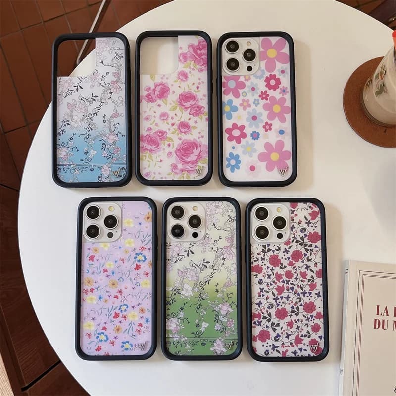 Custodia per telefono Wildflower 3D con fiori rosa per iPhone 16 15 14 13 12 17 Pro Max Plus Air 17pro WF Daisy Cute Cartoon Cover Funda