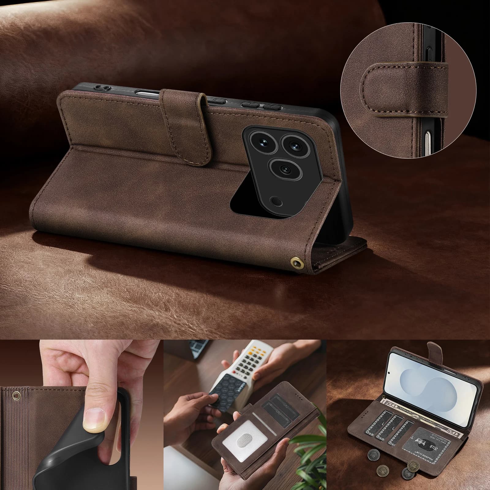 EUCAGR Custodia a portafoglio in pelle PU per Honor 600 Pro Honor 600 Lite con copertura a portafoglio con blocco RFID per Honor 600Pro