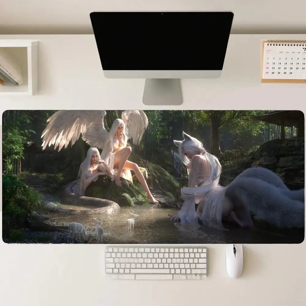 Forest girl Gaming Mats Extended Pad Pc Accessories Mouse Pads Desk Interior Mousepad Gamer Setup Decoration Mouse Mat Playmat