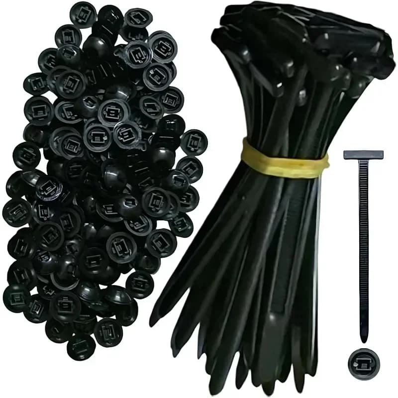 Fibbia per fascette universali in nylon da 100 pezzi Supporto per fascette autobloccanti per carichi pesanti con elementi di fissaggio a perno Cerniere resistenti ai raggi UV per carrozzeria dell'auto