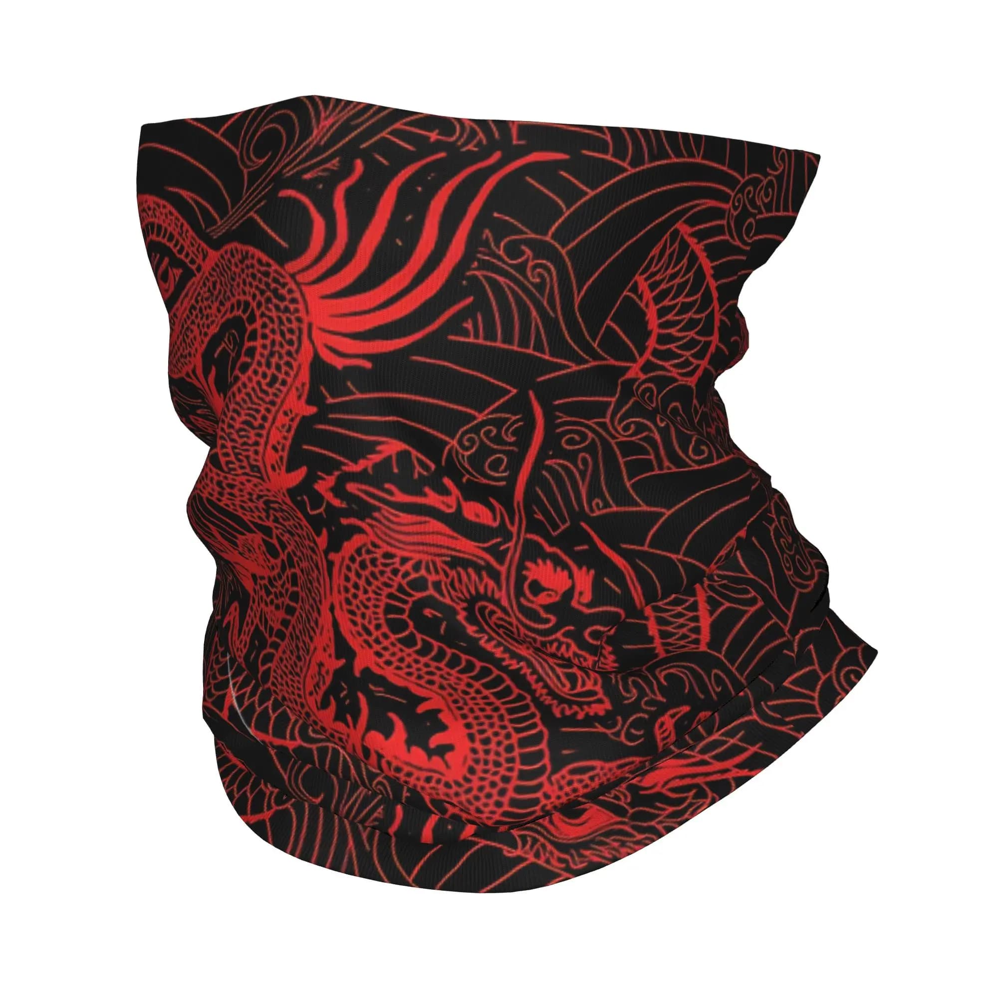 Bandana con Motivo Drago Rosso Cinese, Sciarpa Avvolgente Stampata, Maschera Multifunzione per Escursionismo, per Uomini e Donne, Adulti, Tutte le Stagioni