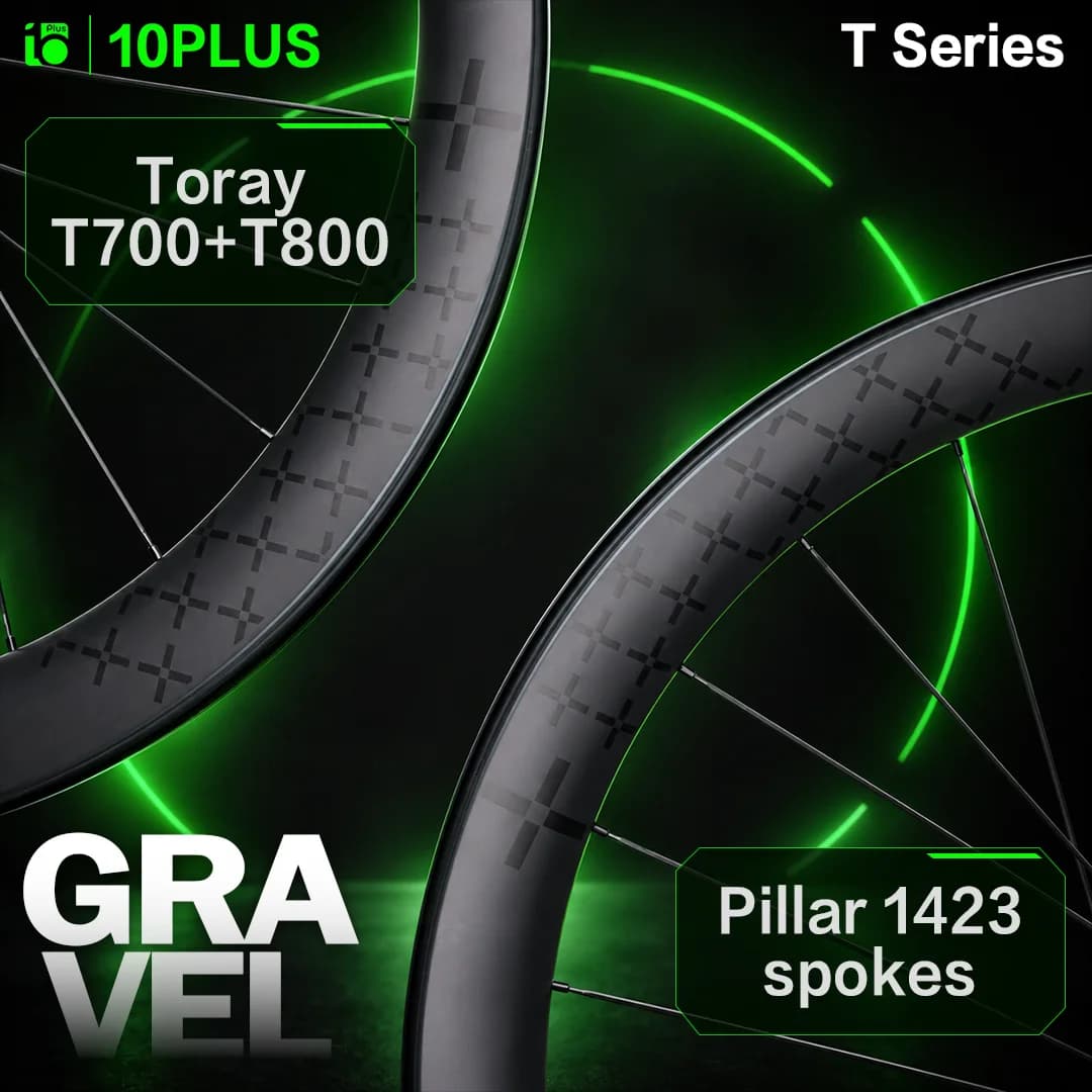10PLUS T Series Carbon Gravel Wheelset 700C 38mm 45mm 36T Star Ratchet Disc Brake Tubeless Bike Wheels