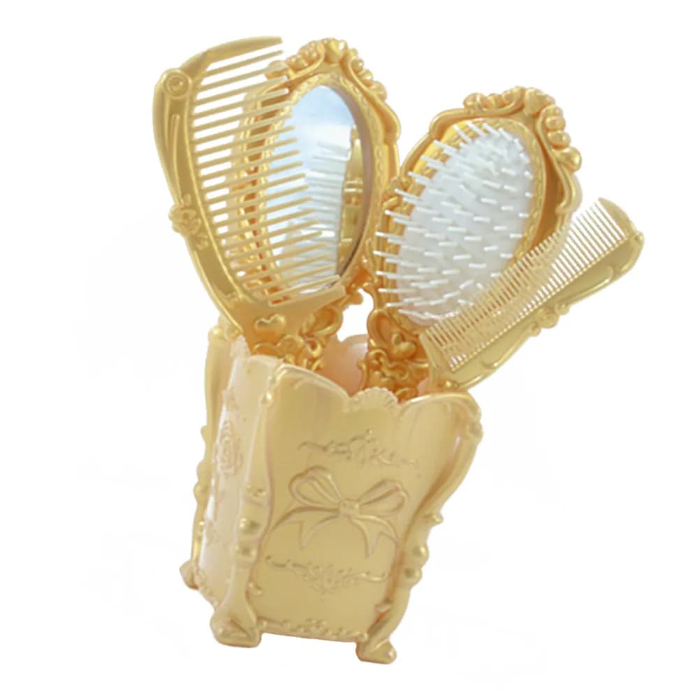 1 set di pettini antistatici per parrucchieri, specchio portatile, strumento per massaggio del cuoio capelluto, per uno styling liscio, adatto a uomini e donne