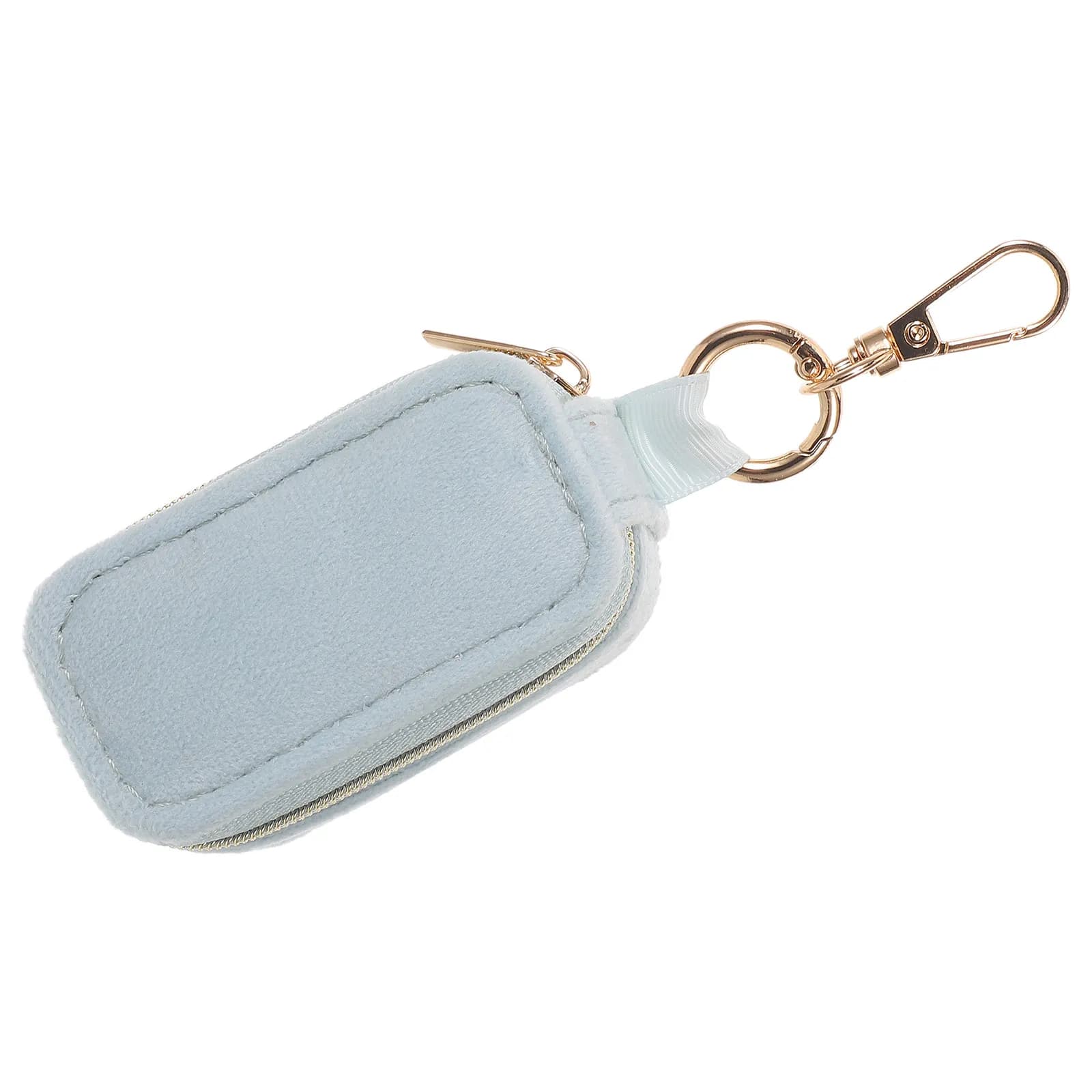 Mini Travel Jewelry Case Sky-Blue Compact Portable Ring Holder Keychain Organizer Earrings Necklace Storage for Women