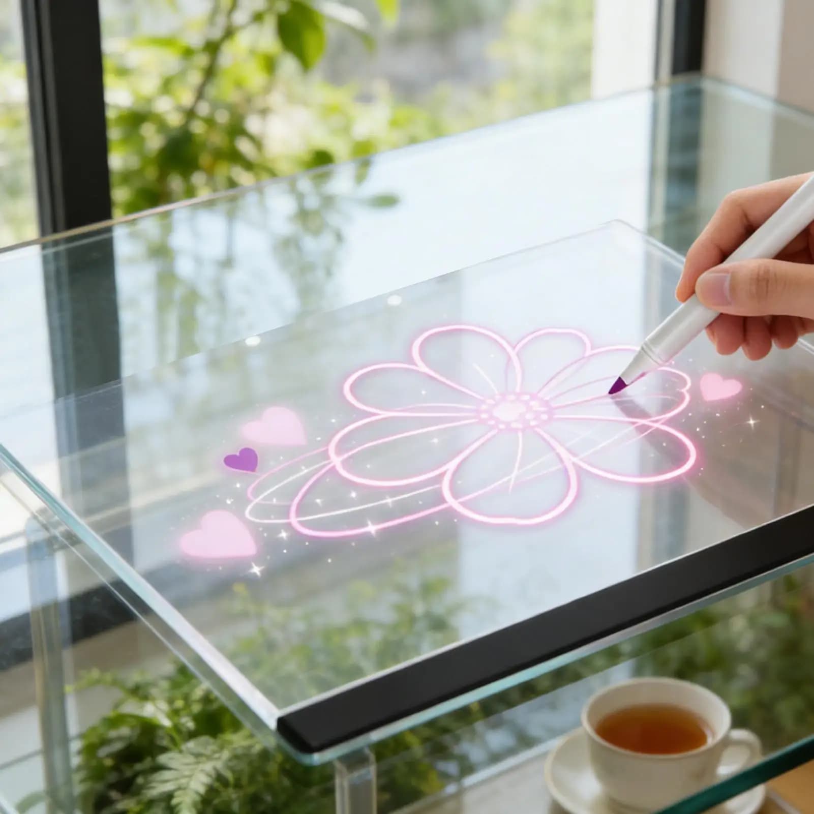 Tavolo da disegno illuminato per bambini Luminosità regolabile riutilizzabile Tavoletta con penna a 12 colori Tabellone per messaggi a LED per bambini Ragazzo Ragazza Scuola