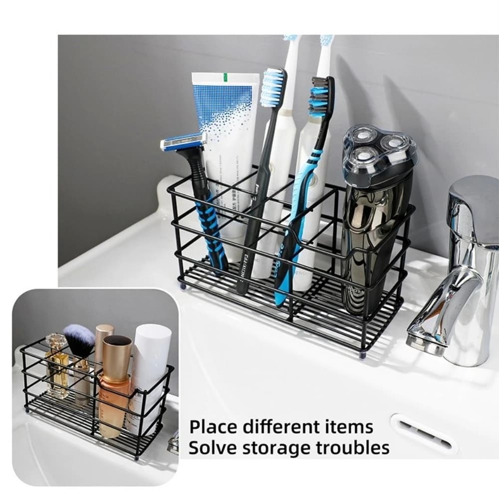 Compact Space-saving Washroom Storage Stand Stainless Steel Toothbrush Toothpaste Rack Freestanding Holder For Home Daily Use