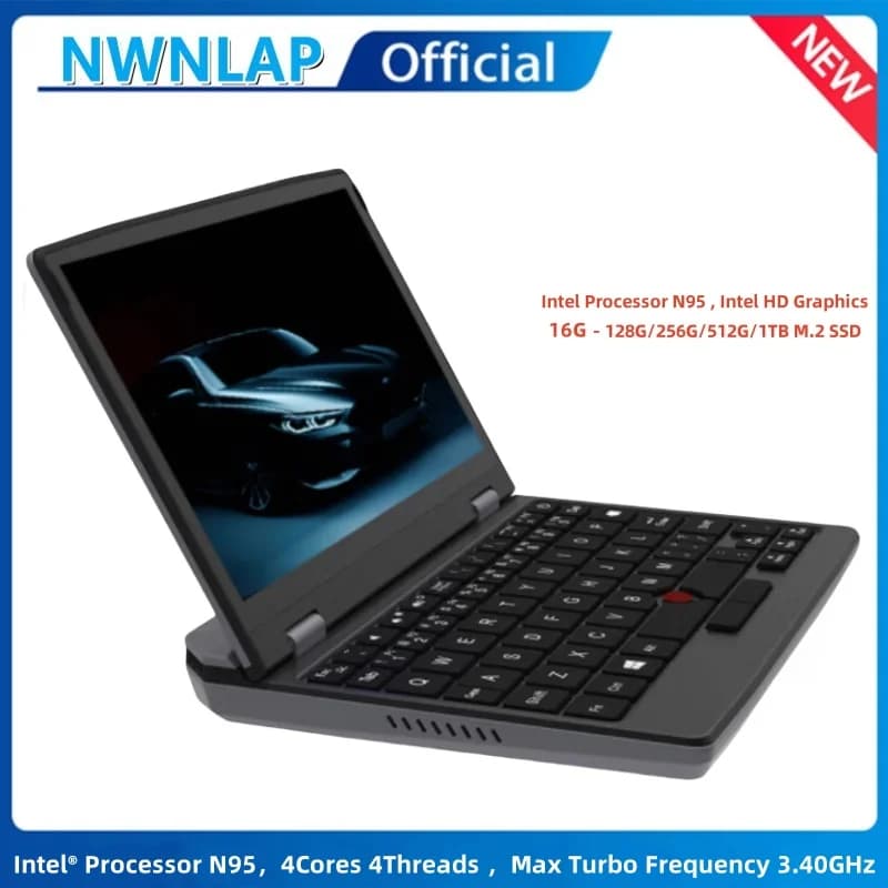 Laptop Sottile con CPU Intel N95, Grafica HD, 16GB -128G/256G/512G/1TB SSD, Schermo Touch da 7 Pollici, Mini PC Computer Netbook