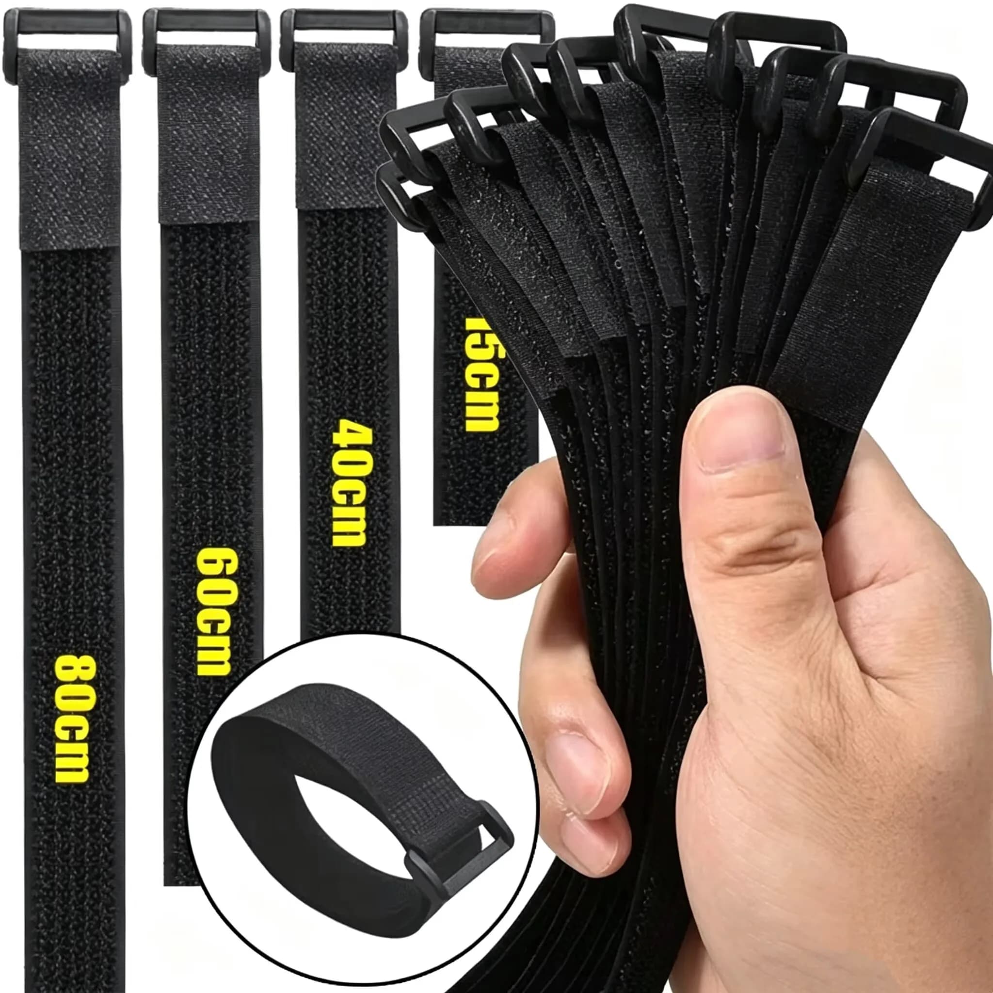 Reusable Hook & Loop Cable Ties - Adjustable Nylon Wire Fastener Straps for Securing Cord Management, Organizer DIY Cinch Straps