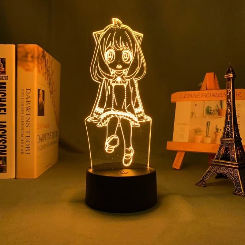 SPY FAMILY Anya Forger - Statuetta Luminosa Anime Kawaii 2D, Decorazione per Camera da Letto, Luce Notturna Atmosferica, Regalo