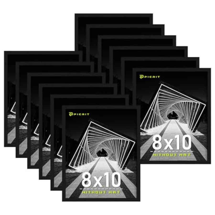 Set di 12 Cornici per Foto da Parete 8 x 10 Pollici Senza Passepartout, Espositore Multiplo per Foto per Decorazione Casa, Nero