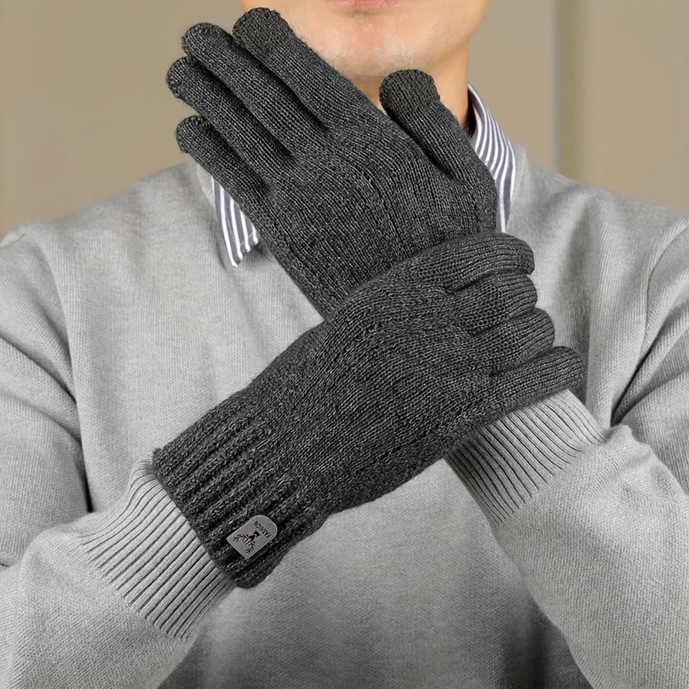 Winter Wool Lined Women's Warm Gloves, Anti Slip Full Finger Hot Touch Screen Gloves, Very Suitable for Cycling