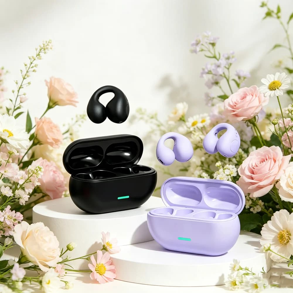 Auricolari Bluetooth TWS 5.3 Wireless a Conduzione Aerea con Clip, Cancellazione del Rumore, Chiamate HD, per Sport e Gaming