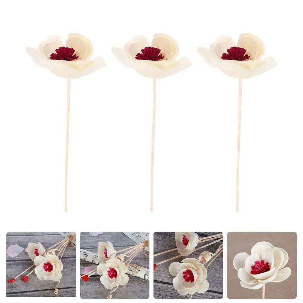 3Pcs Dried Flower Diffuser Sticks Fire-Free Aroma Flowers Home Decoration Aromatherapy Accessories Essential Oil Absorbing Wood
