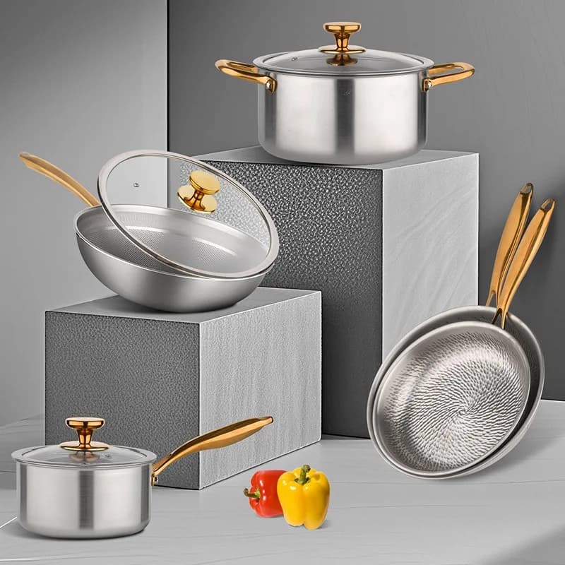 Anti-rust pure titanium uncoated non-stick pan wok soup pan milk frying cookware