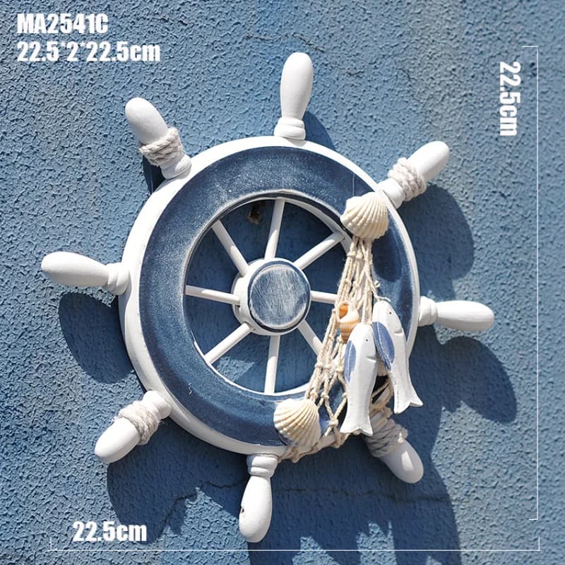 Rete da pesca per timoniere con ancora nautica mediterranea a casa, spiaggia, nave calda, decorazione da parete in legno volante per barche