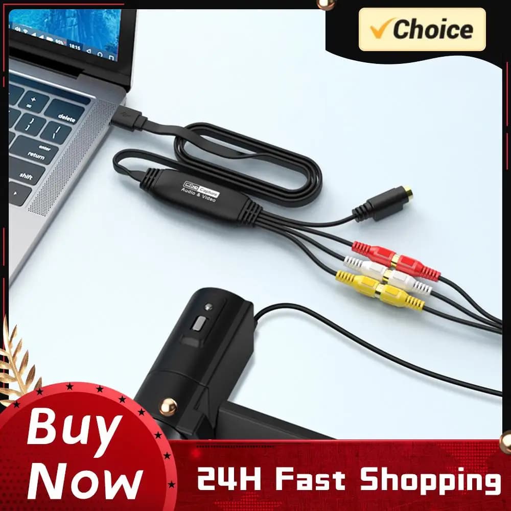 Scheda di Acquisizione Video USB per VHS, VCR, TV, DVD, Adattatore di Acquisizione Audio e Video USB-AV per PC