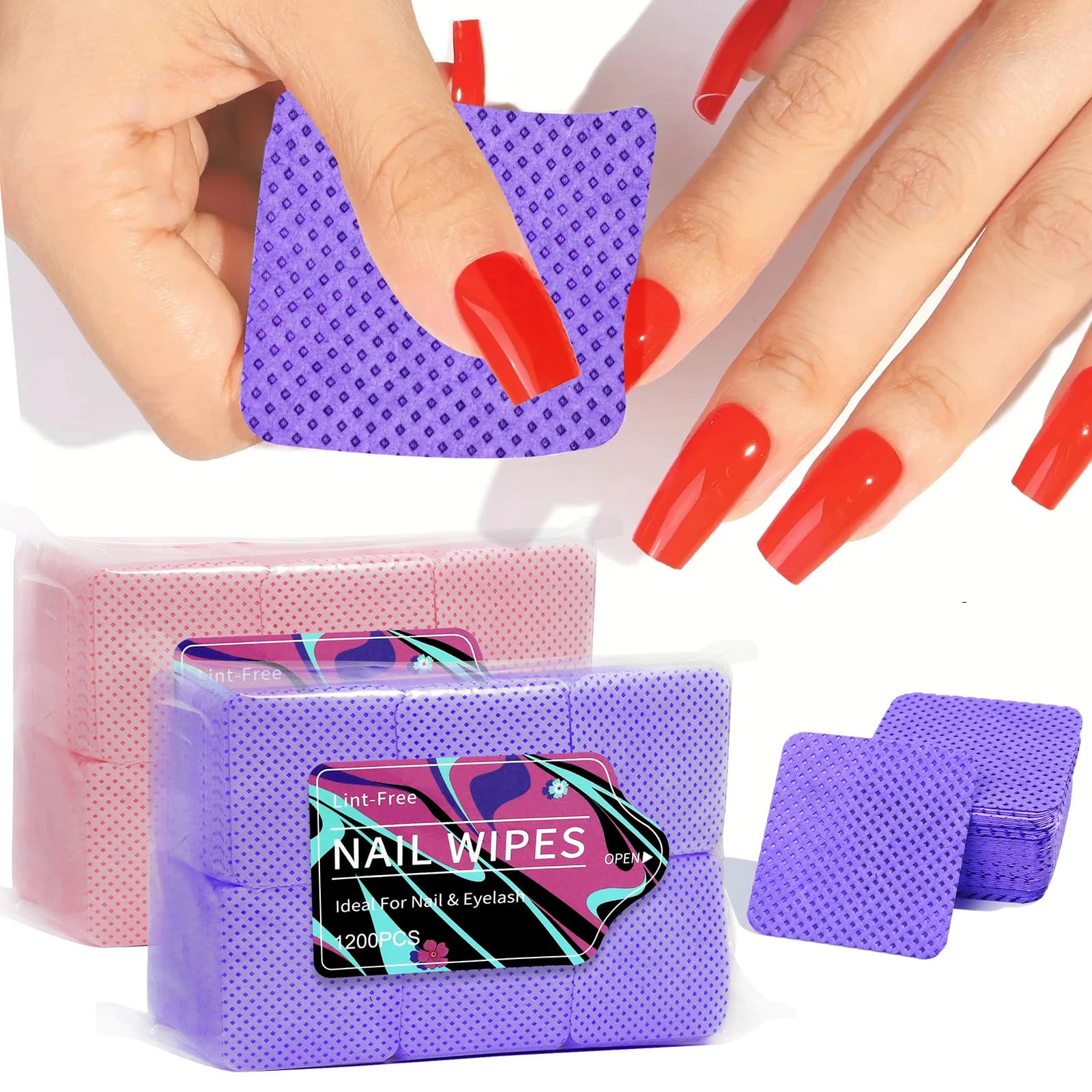 1200 pezzi di salviette per rimuovere lo smalto senza pelucchi, tamponi per la pulizia delle unghie, cuscinetti per unghie non tessuti per salone di bellezza per donne e ragazze