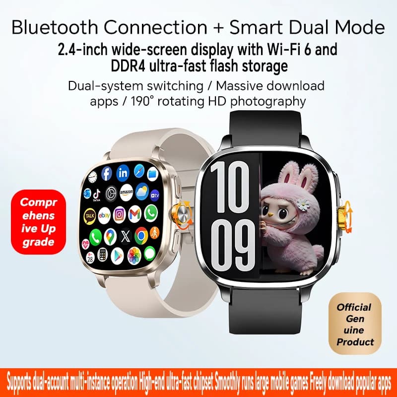 Global Version Smartwatch 2.4 inch Amoled Screen insert Sim Card GPS WIFI 190° Rotating Camera Game Android 13.0 Smart Watch